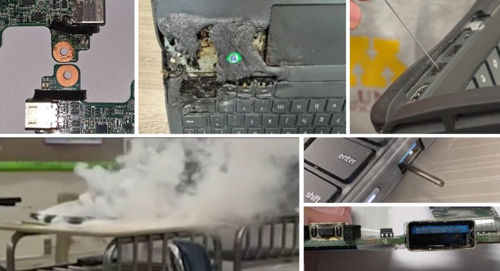 Chromebooks damaged by TikTok fire trend